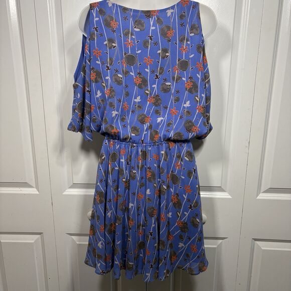 Chelsea & Violet Cold Shoulder Mini Dress Womens S Boho Floral Blue Summer - Picture 4 of 11